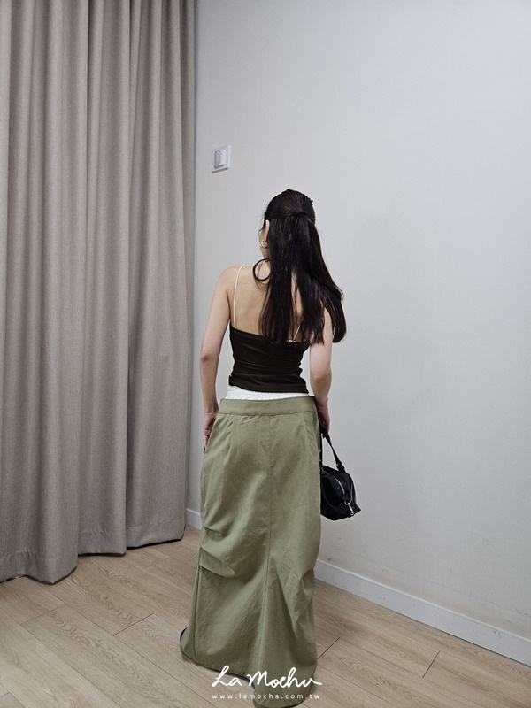 前開衩雙層腰頭西裝長裙